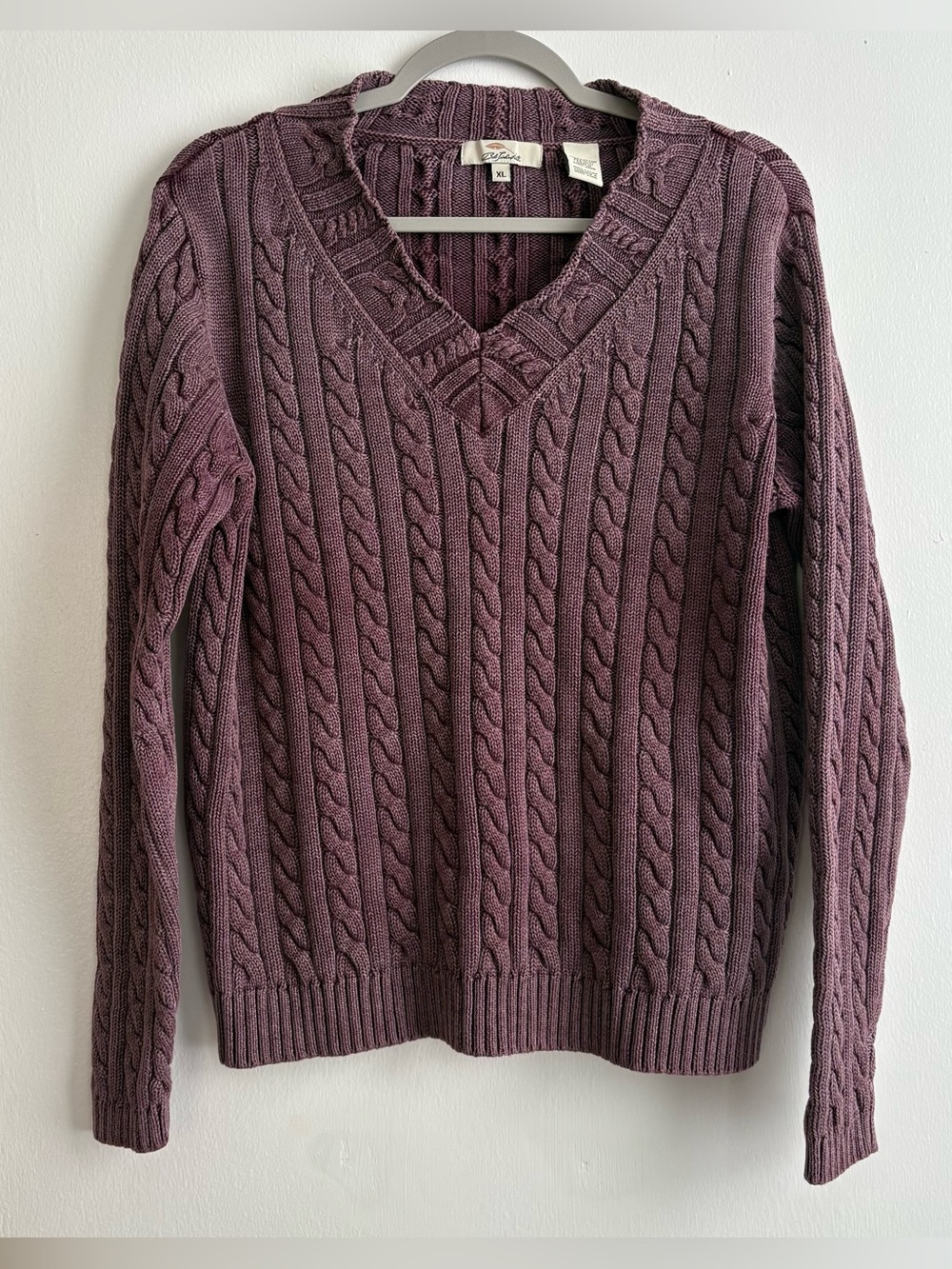 Bob Timberlake Purple Cable-Knit V-Neck Pullover Sweater Women’s XL Cotton